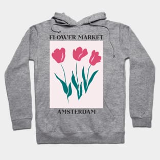 Flower Market Amsterdam Pink Tulips Hoodie